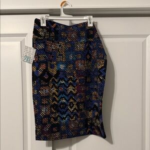 LuLaRoe Asymmetrical Skirt in Blue and Gold